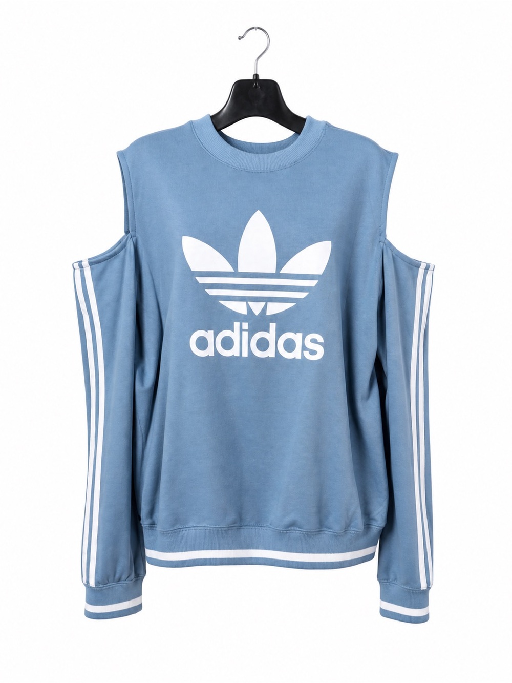 adidas Dusty Blue Trefoil Cold-Shoulder Sweatshirt
